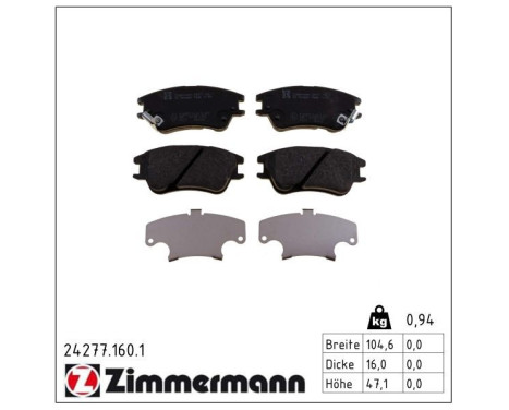 Brake Pad Set, disc brake 24277.160.1 Zimmermann, Image 2