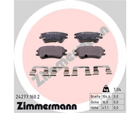 Brake Pad Set, disc brake 24277.160.2 Zimmermann