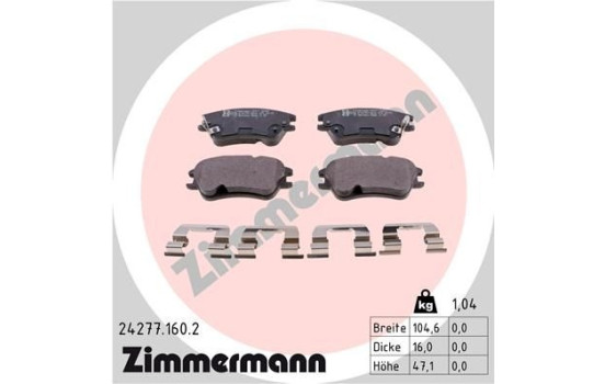Brake Pad Set, disc brake 24277.160.2 Zimmermann