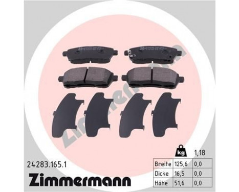 Brake Pad Set, disc brake 24283.165.1 Zimmermann