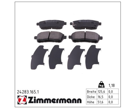 Brake Pad Set, disc brake 24283.165.1 Zimmermann, Image 2