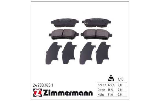 Brake Pad Set, disc brake 24283.165.1 Zimmermann, Image 2