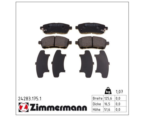 Brake Pad Set, disc brake 24283.175.1 Zimmermann, Image 2