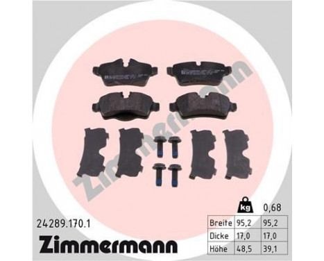 Brake Pad Set, disc brake 24289.170.1 Zimmermann