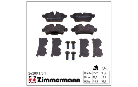 Brake Pad Set, disc brake 24289.170.1 Zimmermann, Image 2