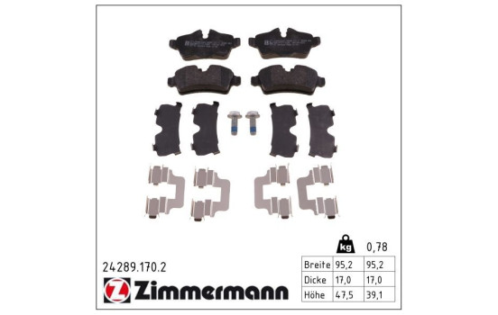 Brake Pad Set, disc brake 24289.170.2 Zimmermann, Image 2