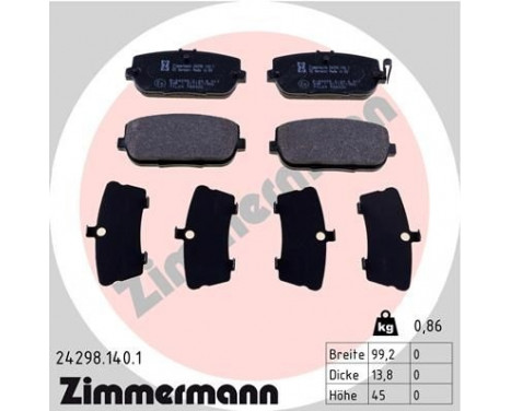 Brake Pad Set, disc brake 24298.140.1 Zimmermann