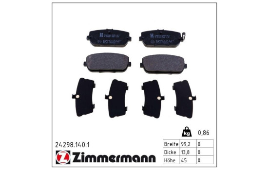 Brake Pad Set, disc brake 24298.140.1 Zimmermann, Image 2