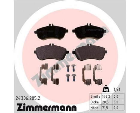 Brake Pad Set, disc brake 24306.205.2 Zimmermann