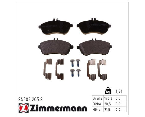 Brake Pad Set, disc brake 24306.205.2 Zimmermann, Image 2