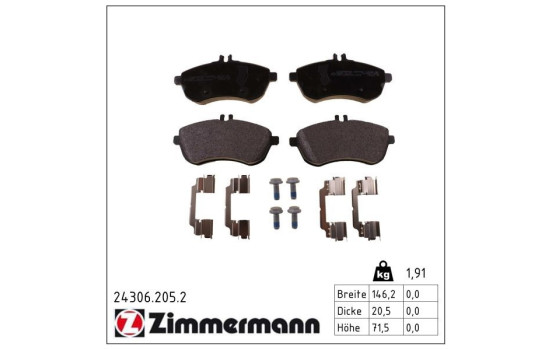Brake Pad Set, disc brake 24306.205.2 Zimmermann, Image 2