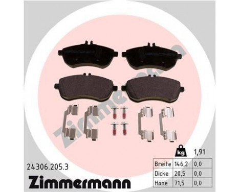 Brake Pad Set, disc brake 24306.205.3 Zimmermann