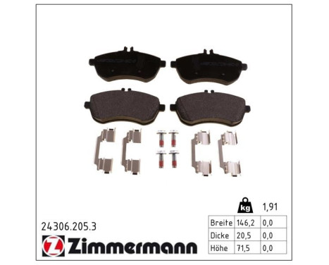 Brake Pad Set, disc brake 24306.205.3 Zimmermann, Image 2