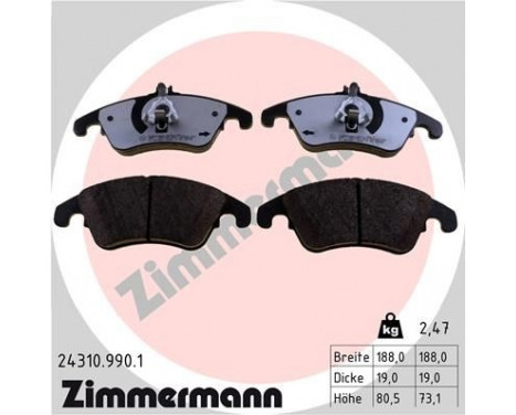 Brake Pad Set, disc brake 24310.990.1 Zimmermann