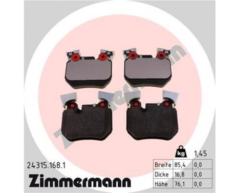 Brake Pad Set, disc brake 24315.168.1 Zimmermann