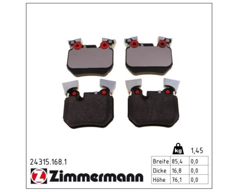 Brake Pad Set, disc brake 24315.168.1 Zimmermann, Image 2