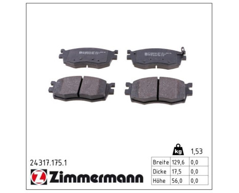 Brake Pad Set, disc brake 24317.175.1 Zimmermann, Image 2