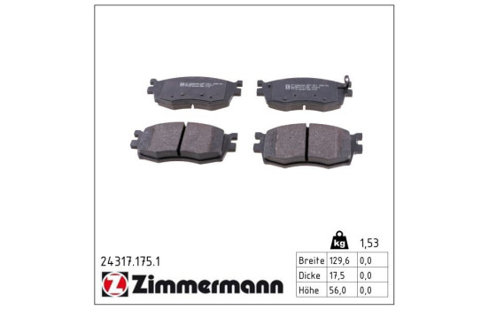 Brake Pad Set, disc brake 24317.175.1 Zimmermann, Image 2