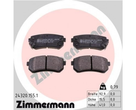 Brake Pad Set, disc brake 24320.155.1 Zimmermann