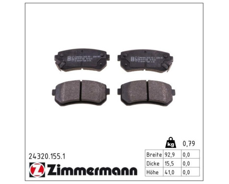 Brake Pad Set, disc brake 24320.155.1 Zimmermann, Image 2