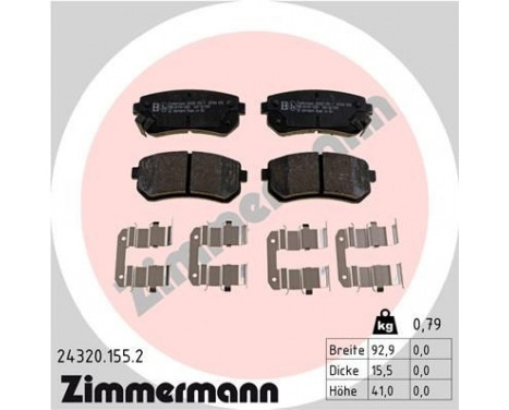 Brake Pad Set, disc brake 24320.155.2 Zimmermann