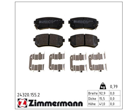 Brake Pad Set, disc brake 24320.155.2 Zimmermann, Image 2