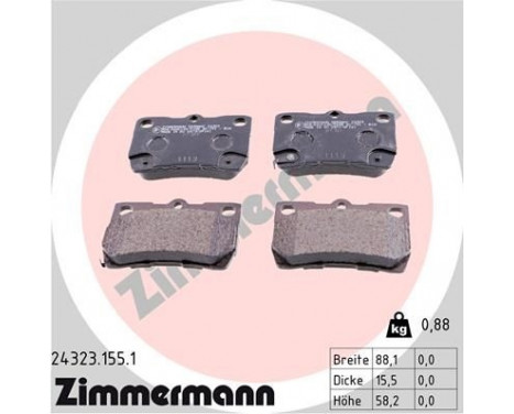 Brake Pad Set, disc brake 24323.155.1 Zimmermann, Image 2