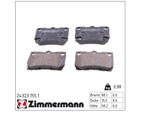 Brake Pad Set, disc brake 24323.155.1 Zimmermann, Image 2