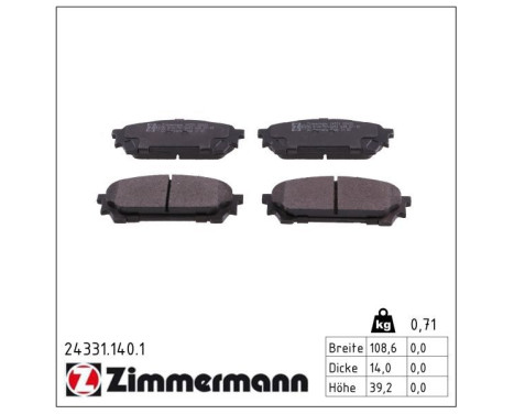 Brake Pad Set, disc brake 24331.140.1 Zimmermann, Image 2