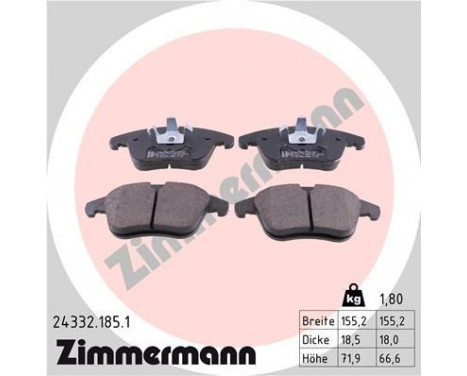 Brake Pad Set, disc brake 24332.185.1 Zimmermann