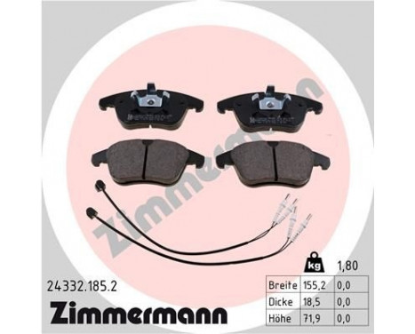 Brake Pad Set, disc brake 24332.185.2 Zimmermann