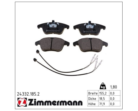 Brake Pad Set, disc brake 24332.185.2 Zimmermann, Image 2