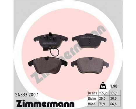 Brake Pad Set, disc brake 24333.200.1 Zimmermann