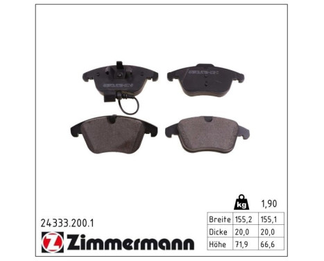 Brake Pad Set, disc brake 24333.200.1 Zimmermann, Image 2