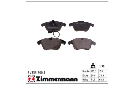Brake Pad Set, disc brake 24333.200.1 Zimmermann, Image 2