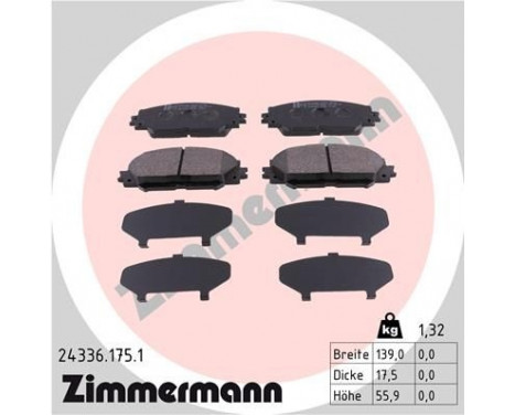 Brake Pad Set, disc brake 24336.175.1 Zimmermann