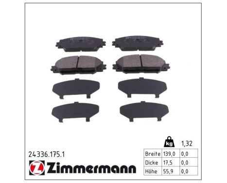Brake Pad Set, disc brake 24336.175.1 Zimmermann, Image 2