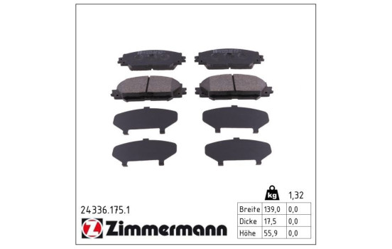 Brake Pad Set, disc brake 24336.175.1 Zimmermann, Image 2