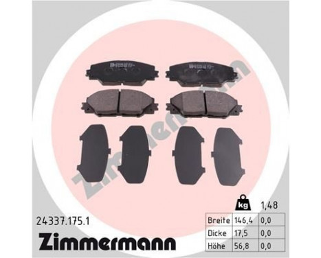 Brake Pad Set, disc brake 24337.175.1 Zimmermann