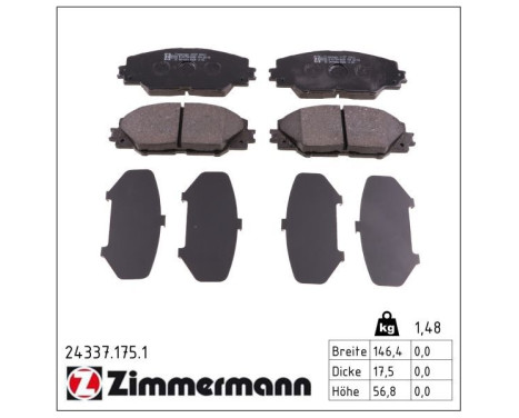 Brake Pad Set, disc brake 24337.175.1 Zimmermann, Image 2