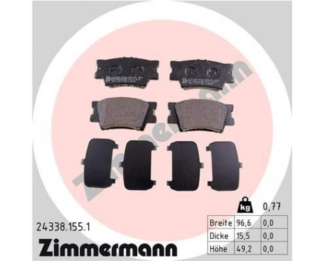 Brake Pad Set, disc brake 24338.155.1 Zimmermann