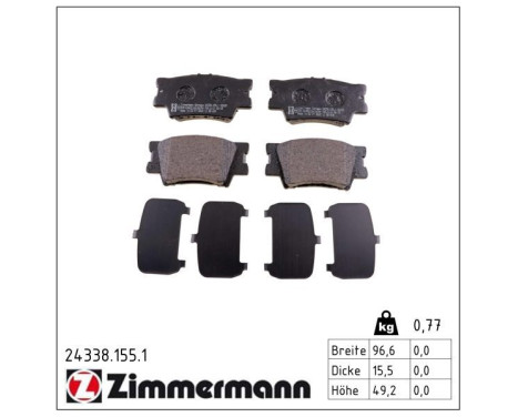 Brake Pad Set, disc brake 24338.155.1 Zimmermann, Image 2