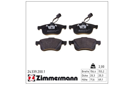 Brake Pad Set, disc brake 24339.200.1 Zimmermann, Image 2