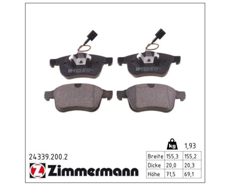 Brake Pad Set, disc brake 24339.200.2 Zimmermann, Image 2