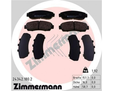 Brake Pad Set, disc brake 24342.180.2 Zimmermann