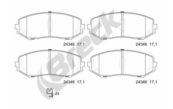 Brake pad set, disc brake 24346 00 701 00 Breck