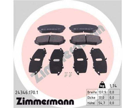 Brake Pad Set, disc brake 24346.170.1 Zimmermann