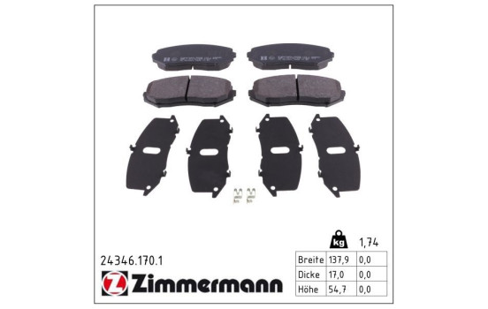 Brake Pad Set, disc brake 24346.170.1 Zimmermann, Image 2