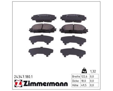 Brake Pad Set, disc brake 24347.180.1 Zimmermann, Image 2