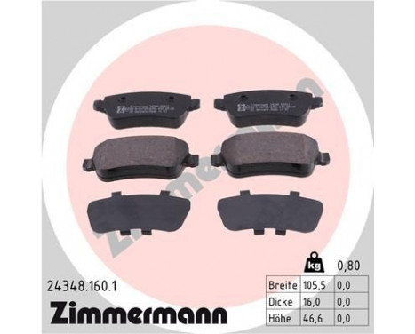 Brake Pad Set, disc brake 24348.160.1 Zimmermann